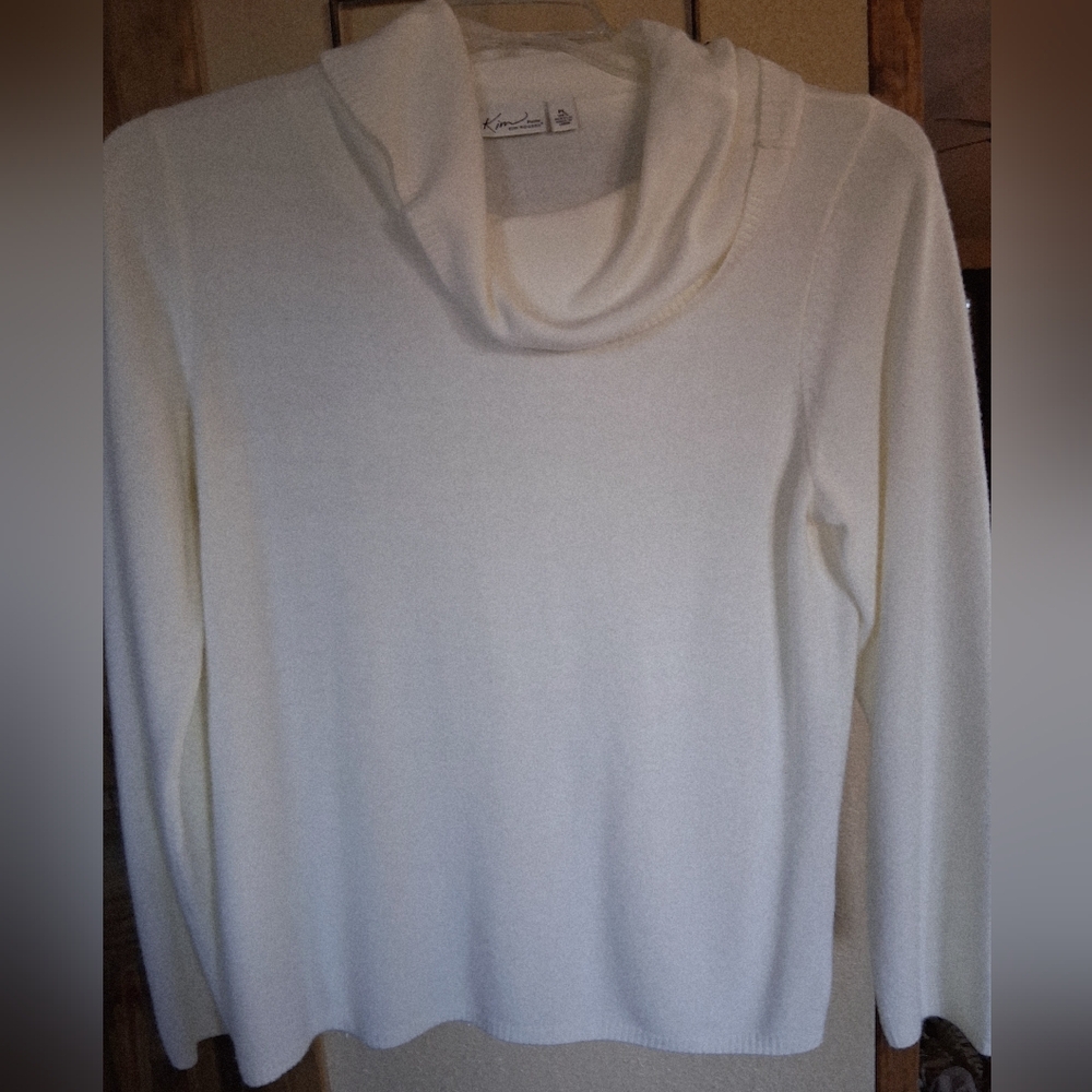 Kim Rogers Petite Large Women's Ivory White Cowl Neck Sweater